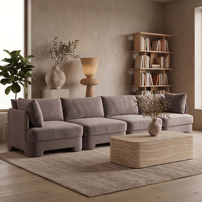 Hammond - Velvet Performance Fabric Upholstered 4 Piece Sofa