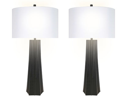 "Obsidian Glow" Metal Table Lamp (Set of 2) - Matte Black