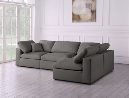 Plush - Velvet Standart Comfort Modular Sectional 4 Piece - Grey