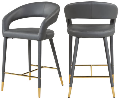 Destiny - Stool - Gray - Faux Leather