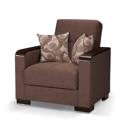 Ottomanson Armada X - Upholstered Convertible Wood Trimmed Armchair With Storage - Polyester