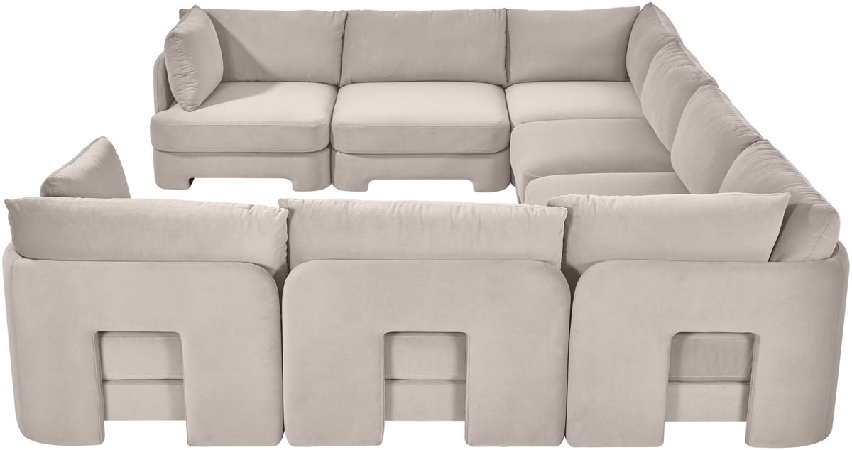 Hammond - Velvet Performance Fabric Upholstered 8 Piece U-Shaped Sectional