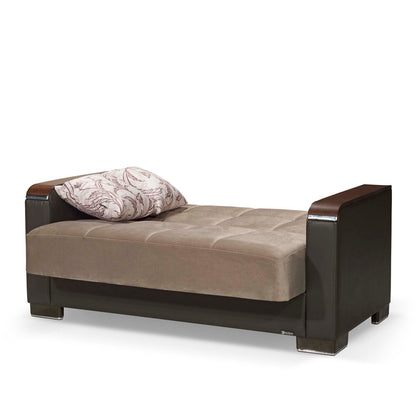 Ottomanson Armada X - Upholstered Convertible Wood Trimmed Loveseat With Storage