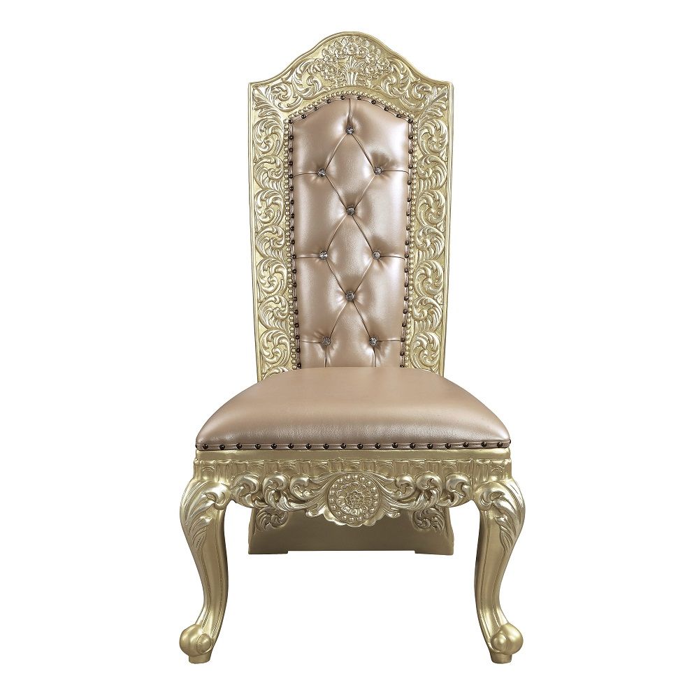 Vatican - Side Chair (Set of 2) - Synthetic Leather & Champagne Silver
