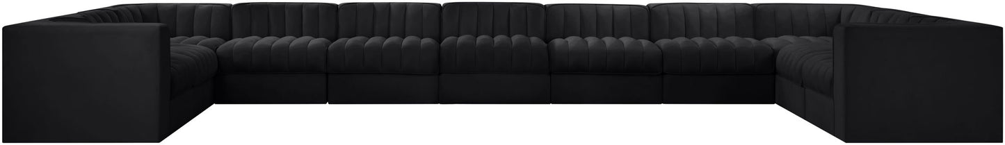 Rummi - Velvet Performance Fabric Upholstered 11 Piece Modular Sectional