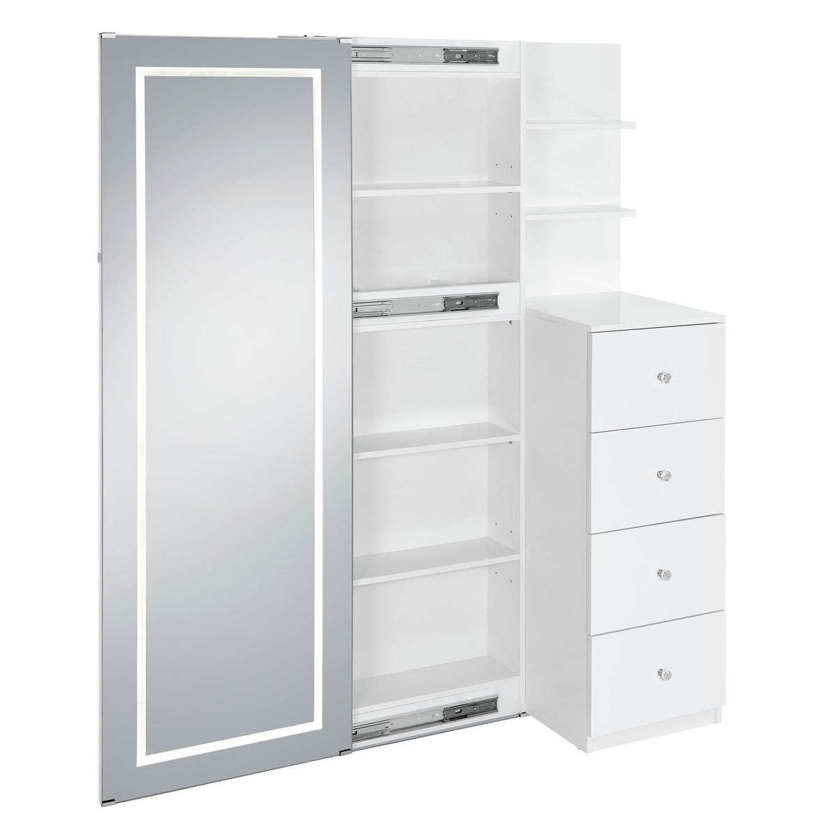 Vancouver - Floor Mirror With Storage - White
