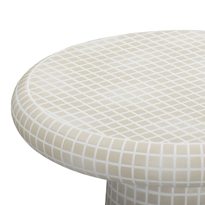 Monica - Tiled Pattern Tall Side Table - Beige