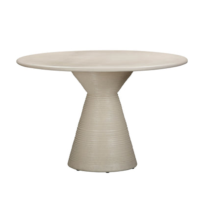 Fern - Textured Faux Plaster Concrete Indoor / Outdoor Round Dining Table - Beige
