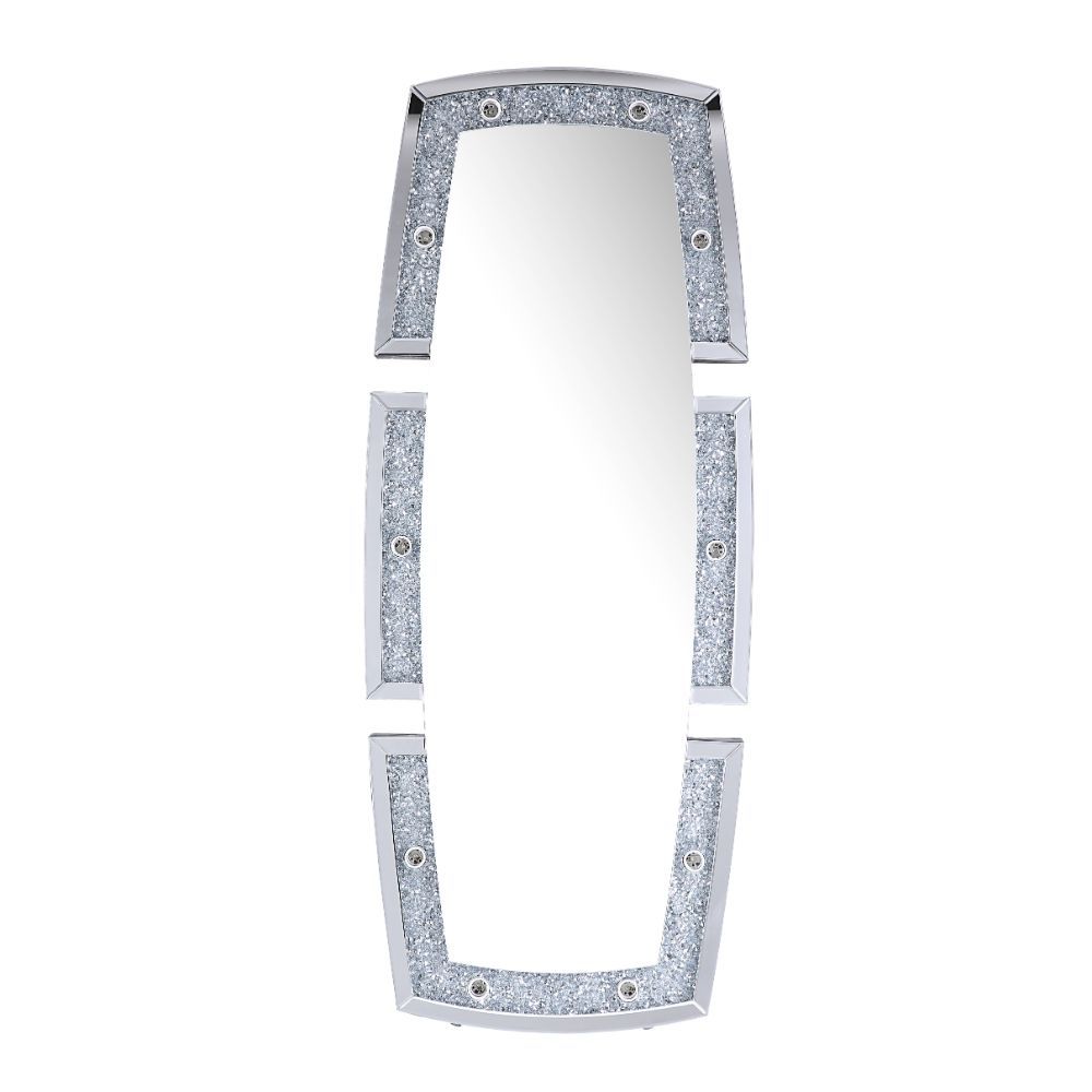 Noralie - 63" X 26" Floor Mirror With Faux Diamonds - Mirrored