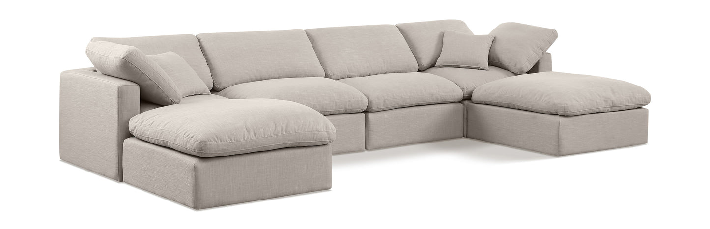 Indulge - Linen 6 Piece Modular Double Chaise Sectional