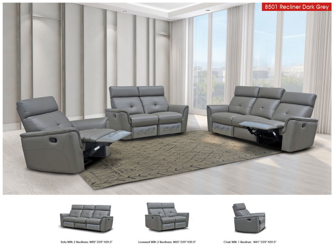 8501 - Sofa With 2 Manual Recliners
