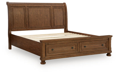Zackaryn - King Sleigh Storage Bed - Warm Brown