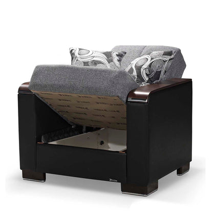 Ottomanson Armada X - Upholstered Convertible Wood Trimmed Armchair With Storage