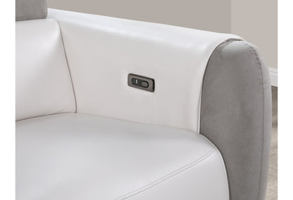 U8520 - Power Reclining Sofa / Power Console Reclining Loveseat / Power Recliner Chair - Blanche Wht / Gry