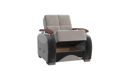 Ottomanson Yafah - Upholstered Convertible Armchair With Storage - Gray
