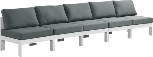 Nizuc - Outdoor Patio Modular Sofa 5 Seats - Grey - Metal - Modern & Contemporary