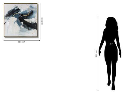 Midnight Drift - 33" x 33" Framed Wall Art - Black / Blue