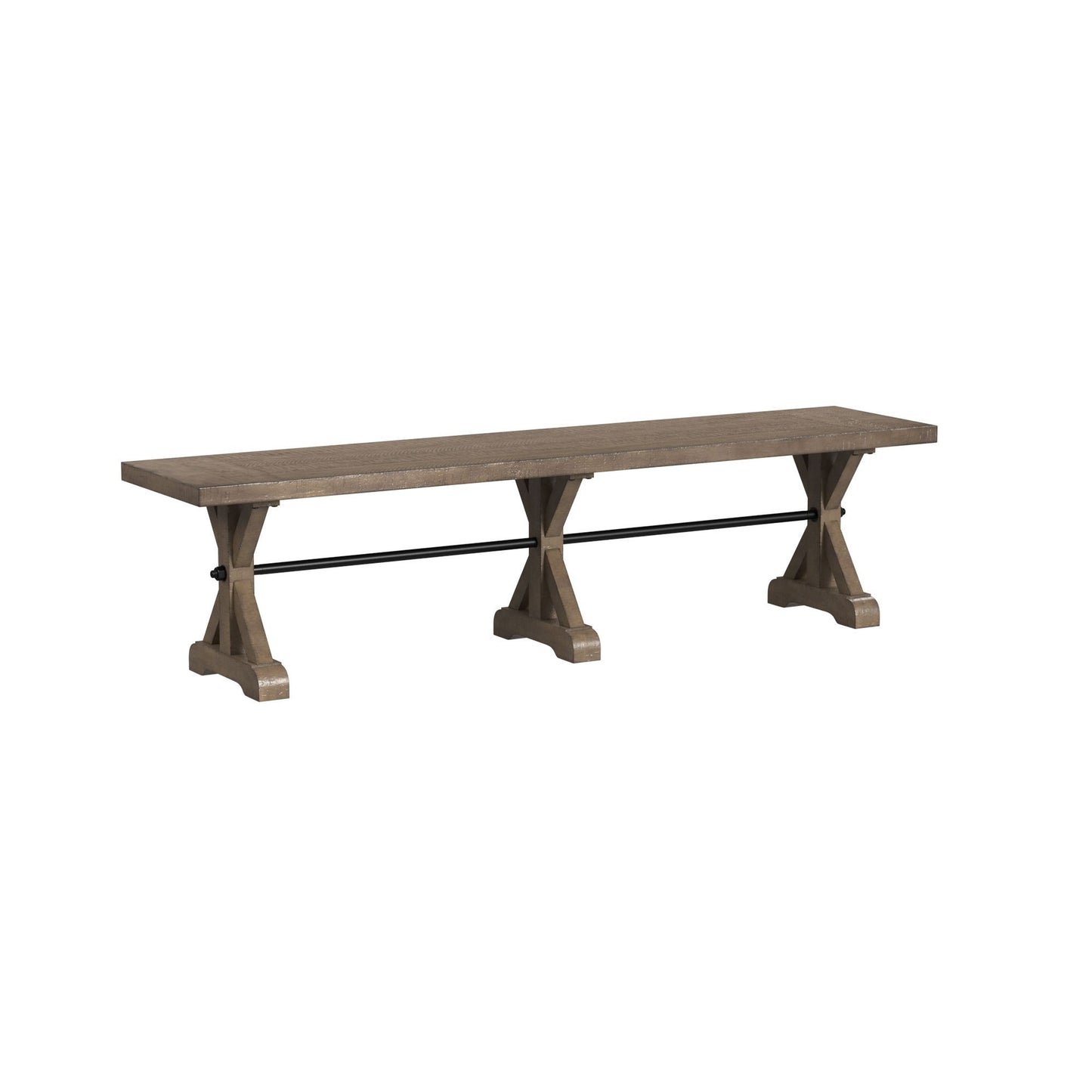 Yellowstone - Dining Bench With Metal Bar Cross - Medium Brown