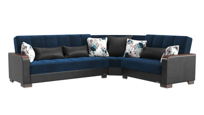 Ottomanson Armada X - Convertible Sectional With Storage - Turquoise & Black