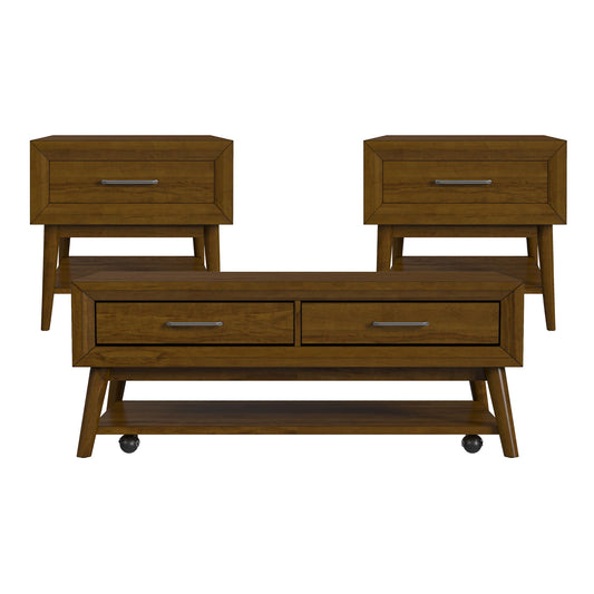 Santa Barbara - 3 Piece Occasional Table Set (Coffee Table & Two End Tables) - Walnut