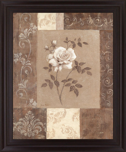 Sepia Rose Elegance - 28" x 34" Framed Wall Art - Beige