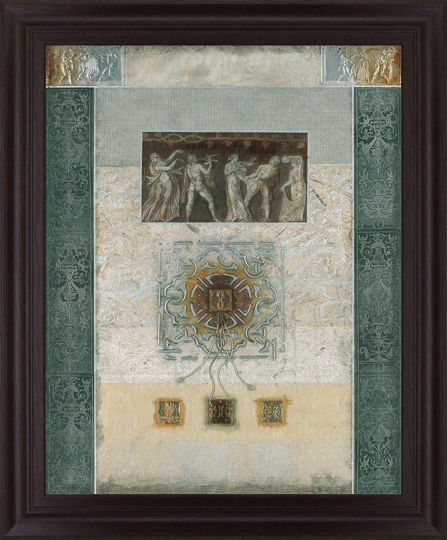 Verdant Fresco Geometry - 28" x 34" Framed Wall Art