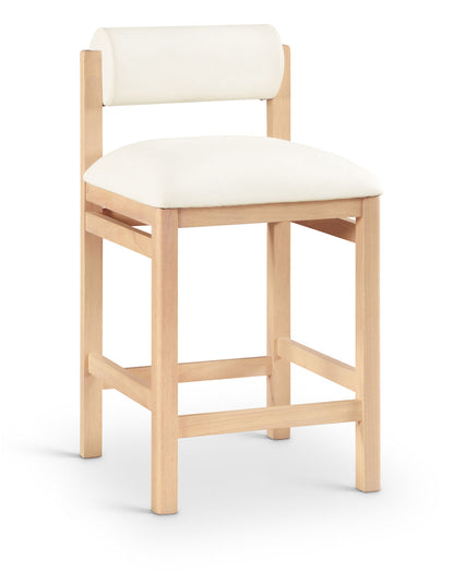 Roundhill - Faux Leather Counter Stool - Natural Frame