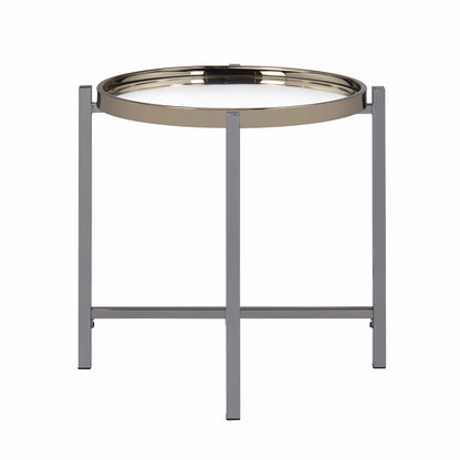 Edith - Round End Table - Dark Nickel