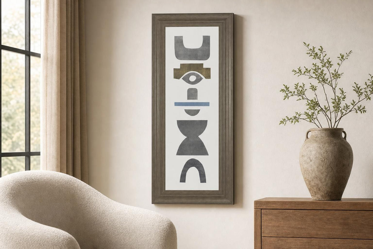 18x42 Neutral Totems V By Rob Delamater - Dark Gray