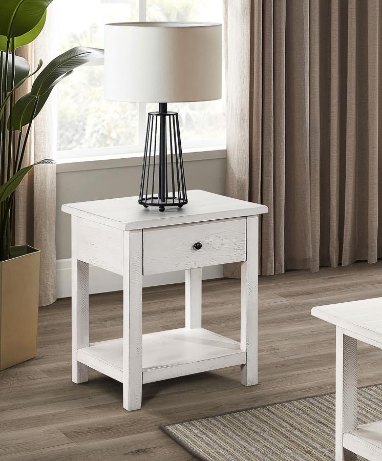 Payne - 1 Drawers Wood End Table with Shelf