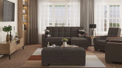 Ottomanson Armada X - Upholstered Convertible Wood Trimmed Ottoman With Storage