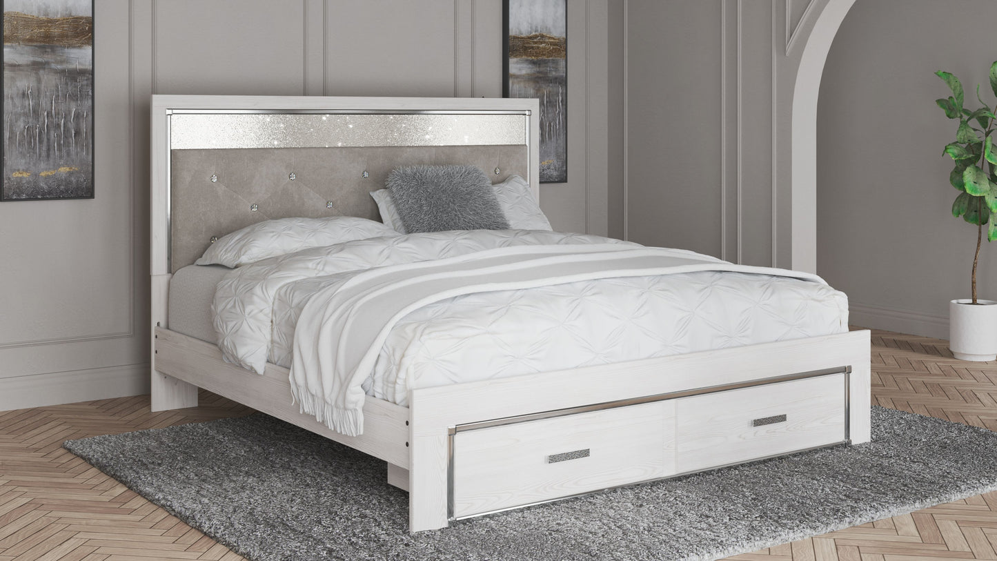 Altyra - King Upholstered Storage Bed - White