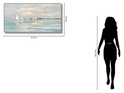 Harbor Drift - 28" x 55" Framed Wall Art - Light Blue