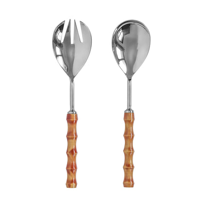 Bamboozled - Stainless Steel Salad Serving Spoons (Set of 2) - Pearl Silver