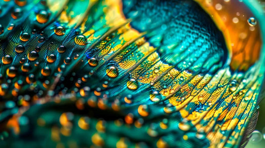 Peacock Droplets (Framed Small) - Blue