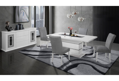 Monaco - Dining Table & Four Dining Chairs - Light Gray / White