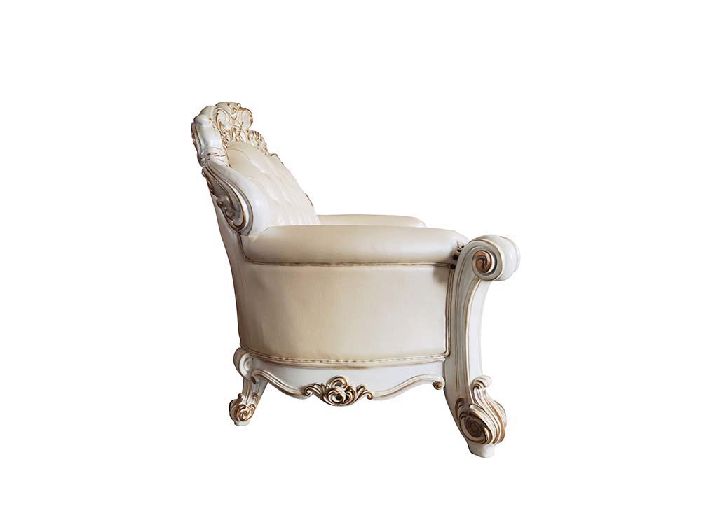 Vendom - Loveseat - Champagne PU & Antique Pearl Finsih