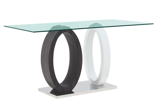 D1628 - Dining Table - Clear / Dark Gray / Silver / White