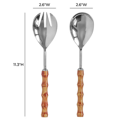 Bamboozled - Stainless Steel Salad Serving Spoons (Set of 2) - Pearl Silver