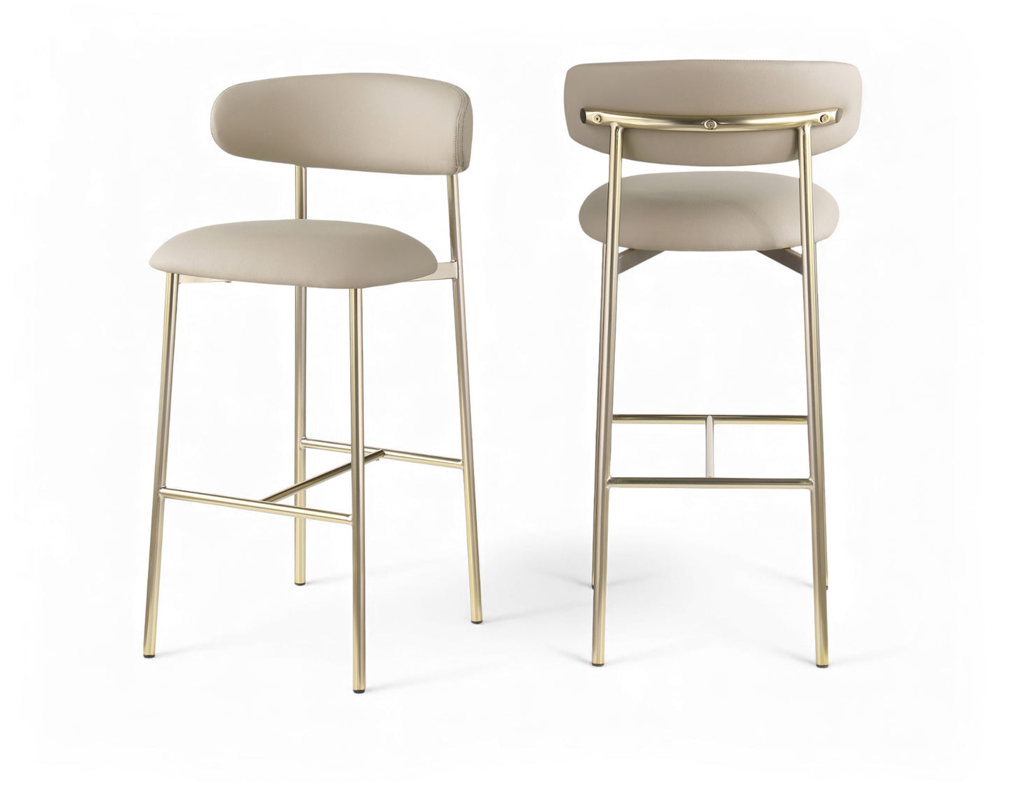 Lupita - Vegan Leather Upholstered Bar Stool With Brushed Gold Frame (Set of 2)