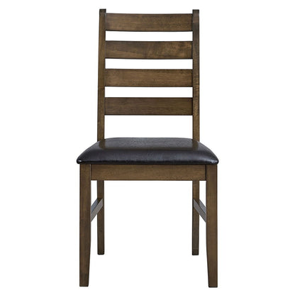 Damica - Side Chair Set of 2) - Brown Synthetic Leather & Walnut