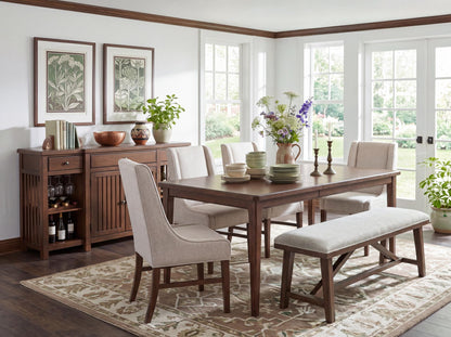 Langley - Upholstered Dining Bench - Fawn / Linen