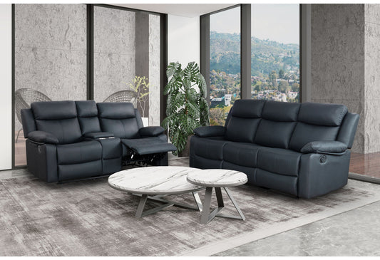 U6026 - 2 Piece Living Room Set (Reclining Sofa, Console Reclining Loveseat) - Black