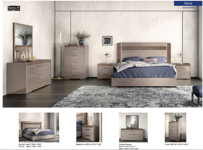 Nora - Queen Size Bed With Light - Light Beige / Light Brown