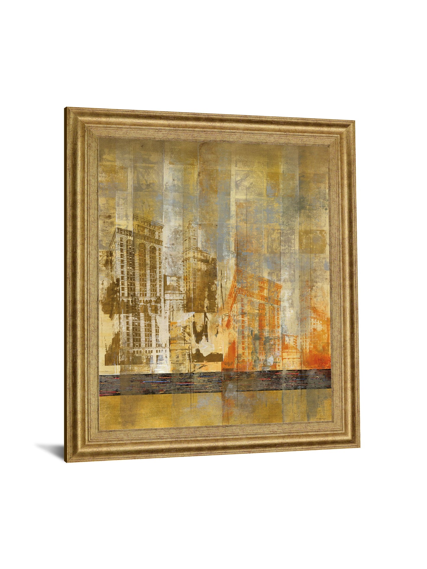 Golden Cityscape - 28" x 34" Framed Wall Art - Gold