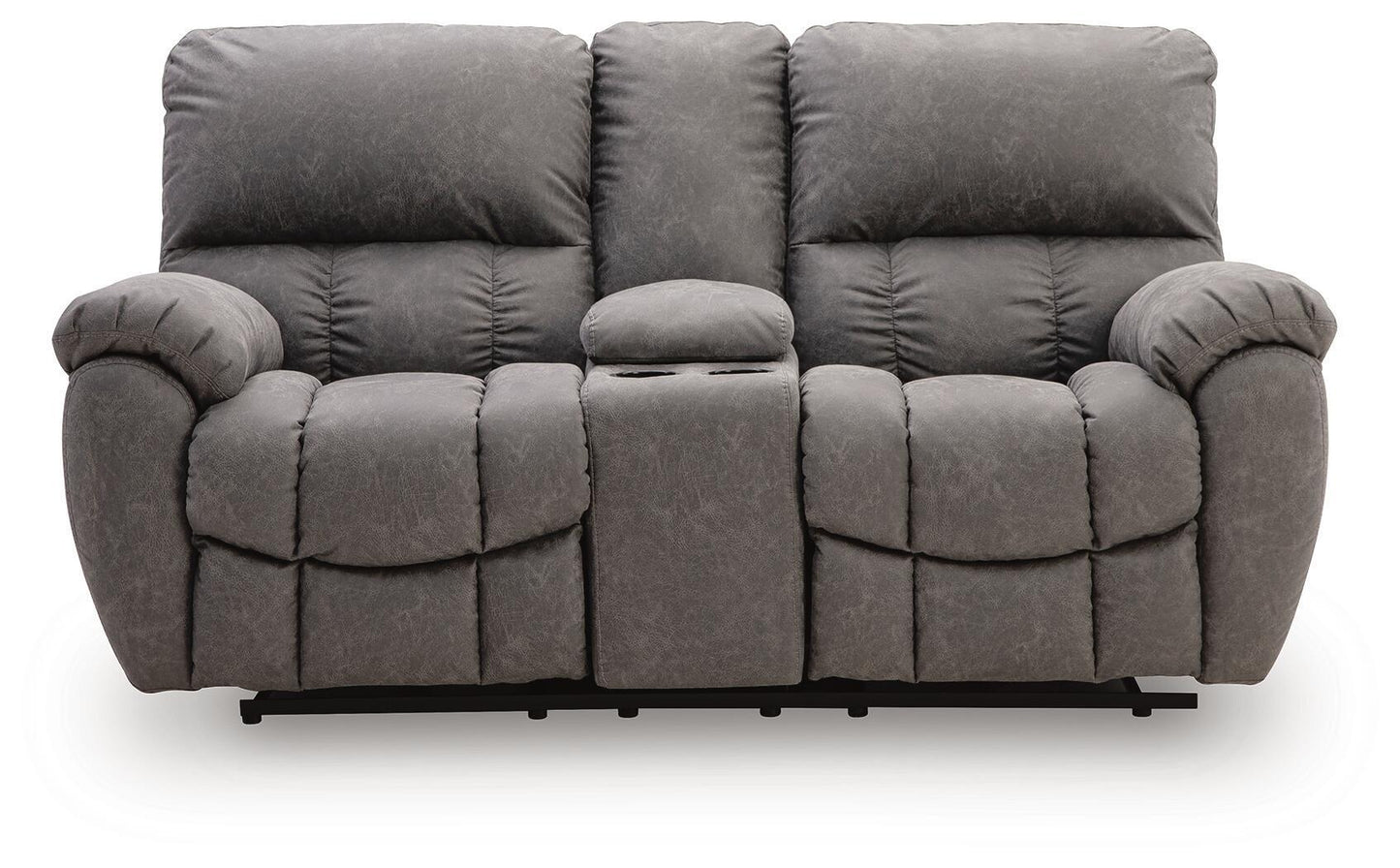 Bakerstein - Power Reclining Loveseat/Console/Adjustable Headrest - Galaxy