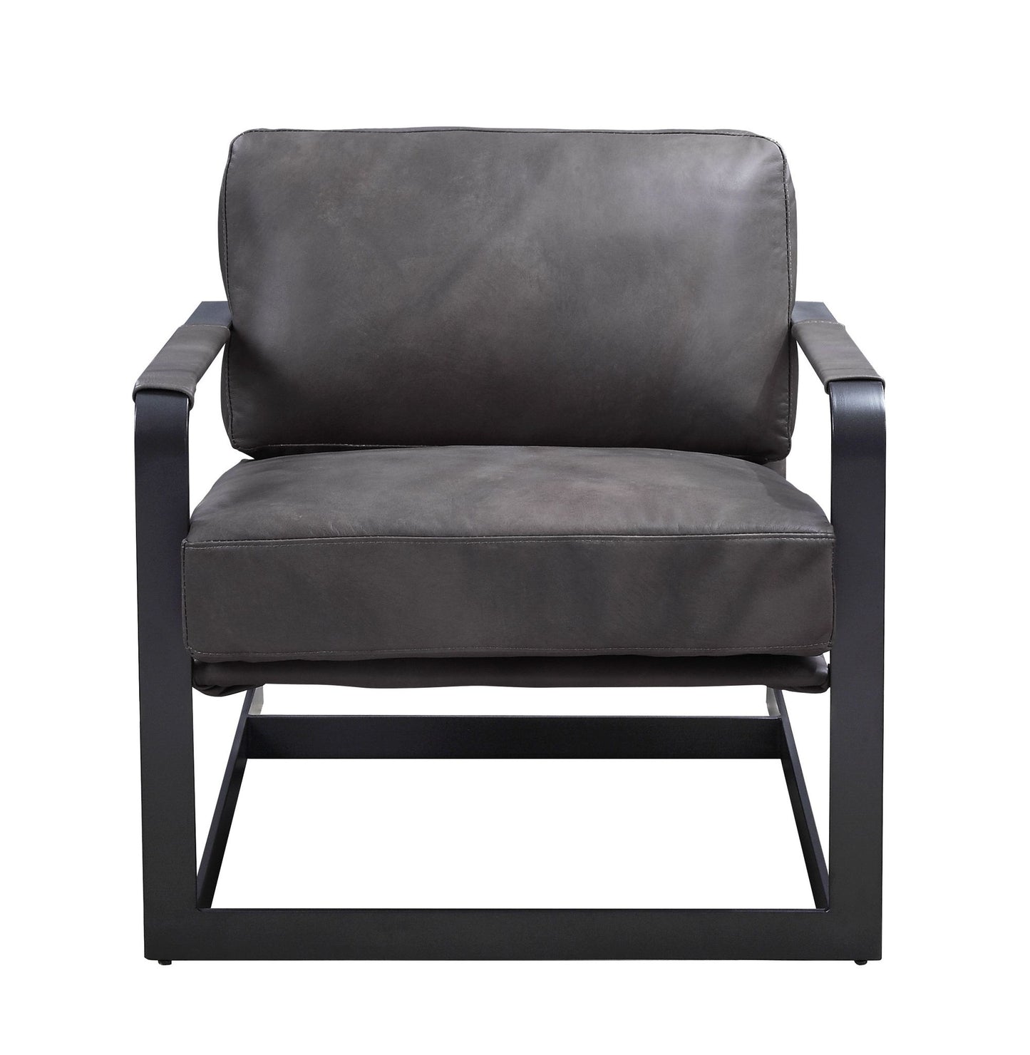 Locnos - Accent Chair - Gray Top Grain Leather & Black