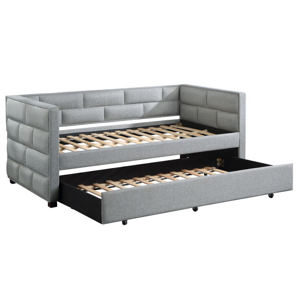 Ebbo - Twin Daybed With Trundle - Gray Fabric