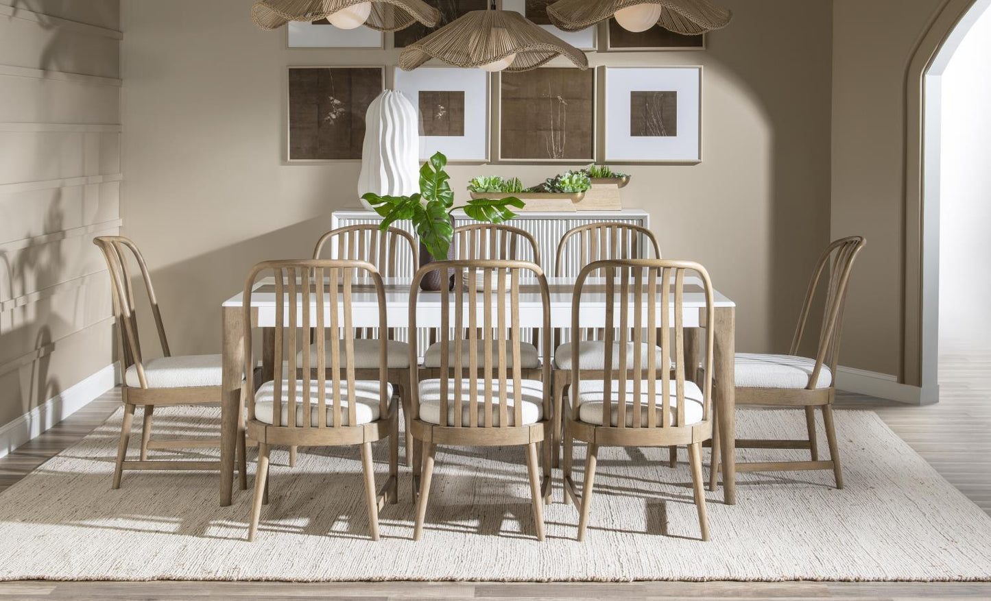 Melrose - Spindle Back Side Chair (Set of 2) - Cloud White And Desert Oak