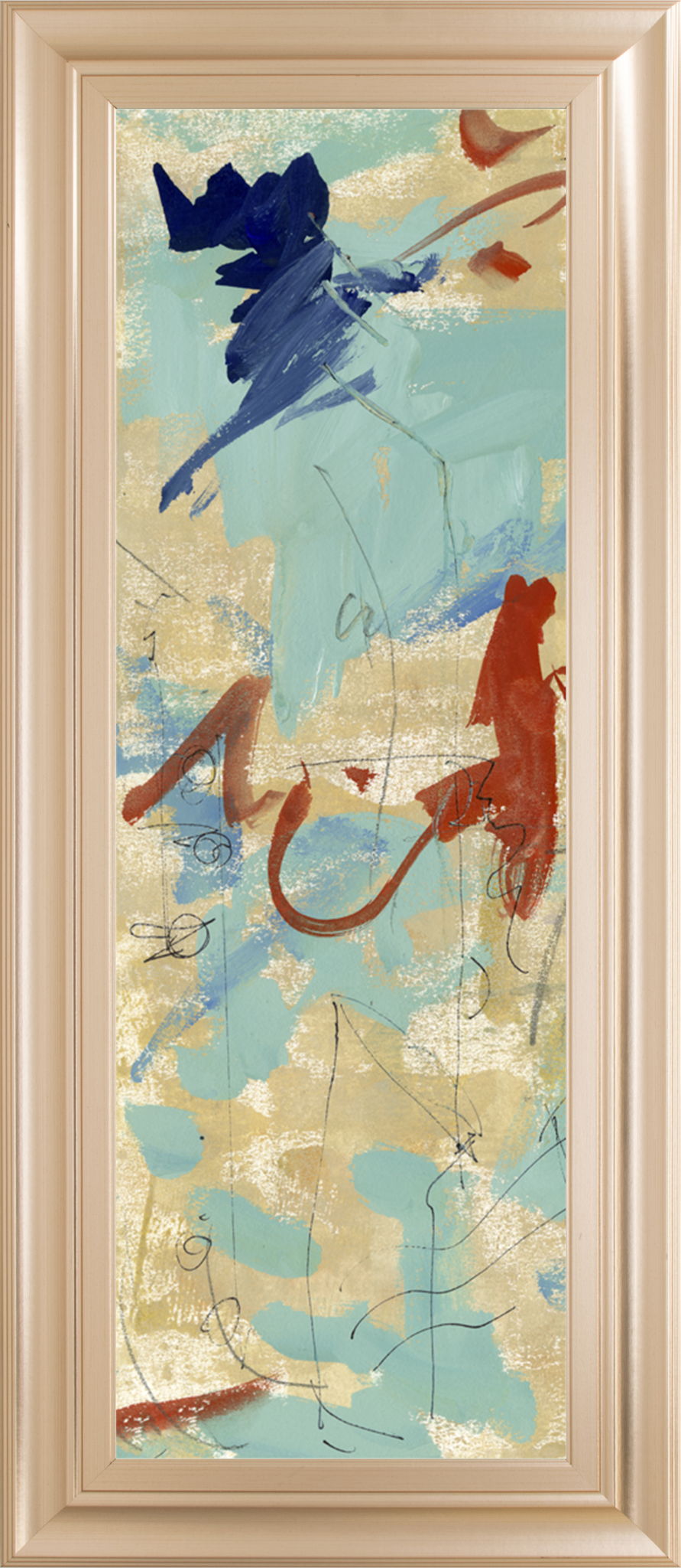 Composition 4b By Melissa Wang - Framed Print Wall Art - Light Blue